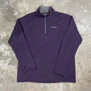 NWT Eddie Bauer 1/4 Zip Radiator Fleece Size Large Eggplant Purple Outdoor Wear